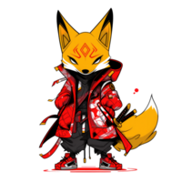 AI generated colorful fox illustration design with transparent background png