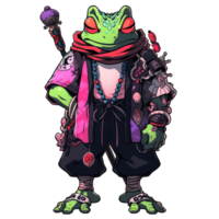 AI generated colorful frog illustration design with transparent background png