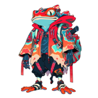 AI generated colorful frog illustration design with transparent background png