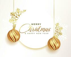golden bauble and snowflakes christmas greeting design vector