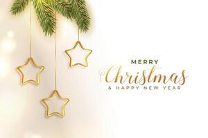 christmas greeting card with realistic decoration vector