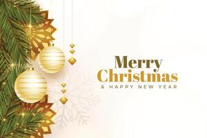 merry christmas and happy new year realistic card design vector