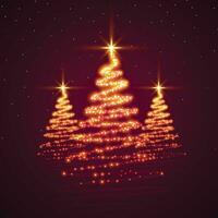 magical sparkling christmas tree with golden star vector