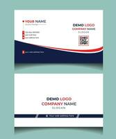 Modern and creative Blue and red color simple clean business card design layout in rectangle size. vector