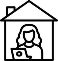 Women Working at Home Vector Icon