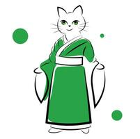 Cat in a bathrobe on a white background vector