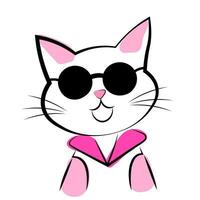 retrato de un gato con lentes en un blanco antecedentes vector