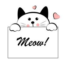 Cat with a sign on a white background vector