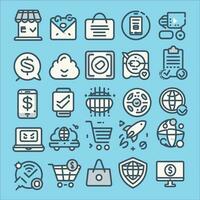 minimal editable line web 25 icon set vector