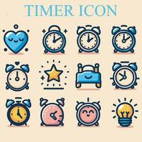 collection of simple 12 icons clock cute vector