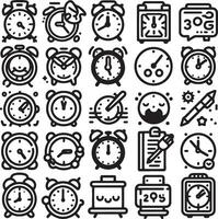 Set of simple clock icons timer stopwatch time alarm clock vector