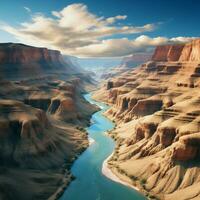 AI generated Majestic Canyon Landscape with Rugged Sculpted Rock Formations photo