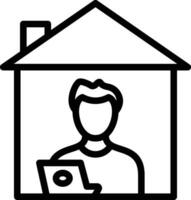 Man Working at Home Vector Icon