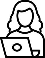 Woman Using Laptop Vector Icon