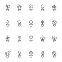 Pot Vector Line Icon Set