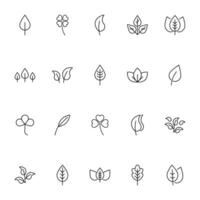 Leaves Vector Icons Collection. Suitable for books, stores, shops. Editable stroke in minimalistic outline style. Symbol for design