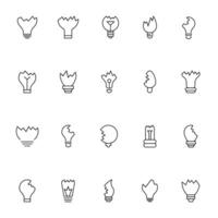 Broken Lamp Vector Icons Collection. Suitable for books, stores, shops. Editable stroke in minimalistic outline style. Symbol for design