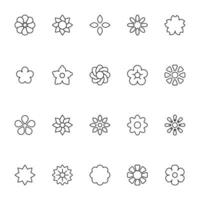 Flower Vector Icons Collection. Suitable for books, stores, shops. Editable stroke in minimalistic outline style. Symbol for design