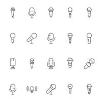 Microphone Vector Icons Collection. Suitable for books, stores, shops. Editable stroke in minimalistic outline style. Symbol for design