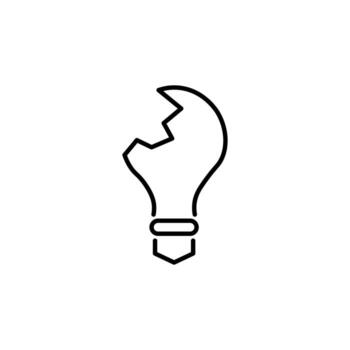 Broken Lamp Vector Sign. Suitable for books, stores, shops. Editable stroke in minimalistic outline style. Symbol for design