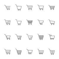 Shopping Cart Vector Icons Collection. Suitable for books, stores, shops. Editable stroke in minimalistic outline style. Symbol for design