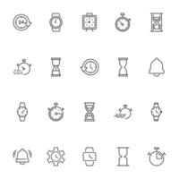 Clock Vector Icons Collection. Suitable for books, stores, shops. Editable stroke in minimalistic outline style. Symbol for design