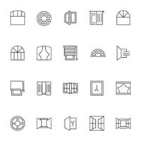 Window Vector Icons Collection. Suitable for books, stores, shops. Editable stroke in minimalistic outline style. Symbol for design