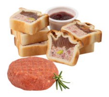 Hamburger und Pudding Gebäck Schnitt aus isoliert transparent Hintergrund png