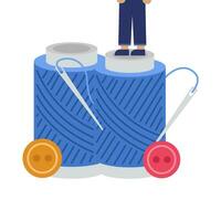 person in thread knit with button illustration vector