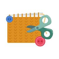 knitting, scissors with button illustration vector