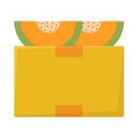 Cantalupo rebanada con caja ilustración vector