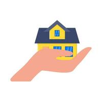 home building in hand illustration vector