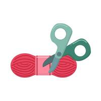 thread knit with scissors illustration vector