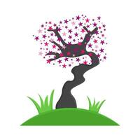 bonsai sakura flower in garden illustration vector