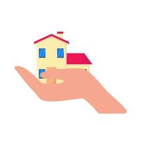 home building in hand illustration vector