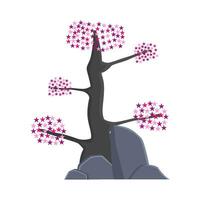 bonsai sakura flower  with stone illustration vector