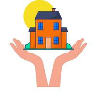 home building in hand illustration vector