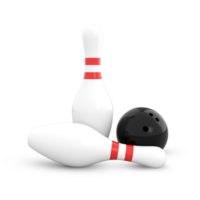 3d renderen bowling bal en twee bowling pinnen png