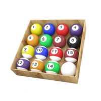 3D Redndering Billiard Balls In Wooden Box png