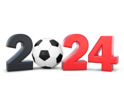 3d tolkning 2024 text med fotboll boll png