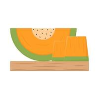 Cantalupo rebanada en mesa ilustración vector