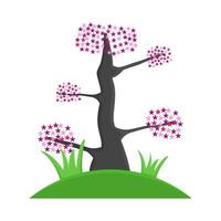 bonsai sakura flower in garden illustration vector