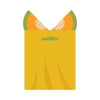 cantaloupe slice in plastic bag illustration vector