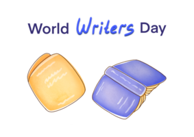 Happy World Writer Day Concept. watercolor illustration for world book day and copyright. March 3rd. writers Professional holiday greeting card, banner. creative job to write literary works, books png