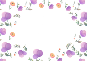 horizontal Hintergrund Attrappe, Lehrmodell, Simulation. Sanft zart Blumen im Pastell- Sommer, Frühling Farben. Banner mit Kopieren Raum zum Gruß Karte. Rosa botanisch Rahmen im Aquarell Stil auf transparent Hintergrund png