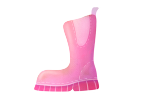 watercolor pink rubber boots on transparent background. clipart Cartoon drawing of shoes for Farming, gardening. cut out footwear for protection moisture, rain, puddles. spring, summer, autumn time png