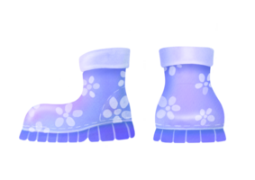 cut out, clip art Hand drawn watercolor purple cute rubber boots for baby on transparent background. clean protecting from moisture, rain, puddles for Gardening, farm. spring, summer, autumn time png