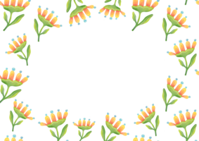 horizontal Hintergrund Attrappe, Lehrmodell, Simulation. Sanft zart Blumen im Pastell- Sommer, Frühling Farben. Rahmen mit Kopieren Raum zum Gruß Karte. botanisch Gelb Rahmen im Aquarell Stil auf transparent Hintergrund png