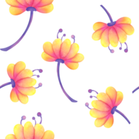 magisch planten achtergrond. fantastisch neon bloemen naadloos patroon. helder ongebruikelijk fantastisch buitenaards wezen magie planten voor maart 8e, moeder dag. waterverf botanisch afdrukken voor textiel, verpakking papier png