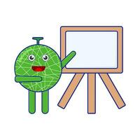 cantaloupe character teacher with board illustration vector